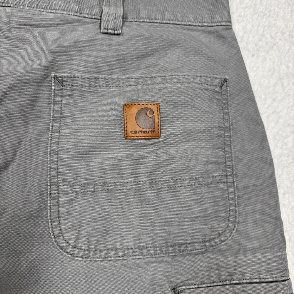 Vintage Carhartt Shorts Gray Canvas Carpenter B144 APH Workwear Men's Size 38 - Picture 8 of 10